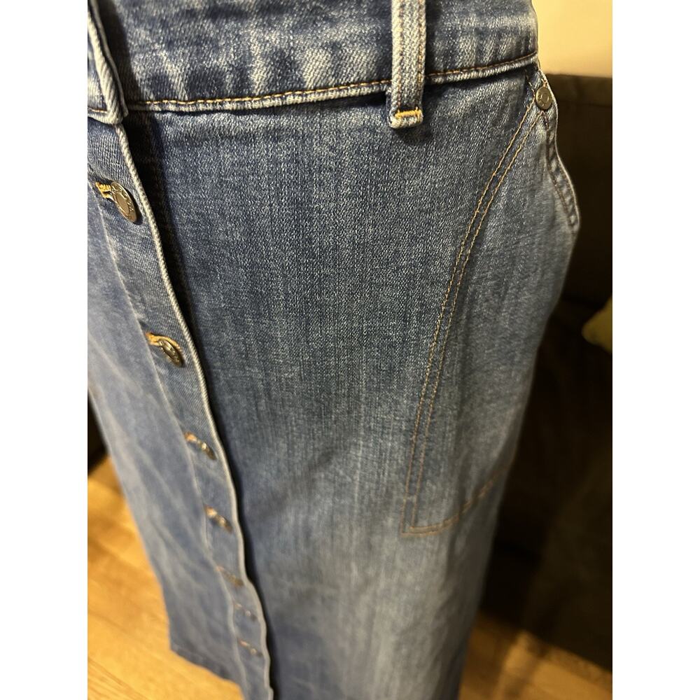 Talbots Denim Midi Button Front Skirt Size 14 New Blue Jean Classic Casual - Picture 3 of 9